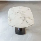 Masa de sufragerie extensibila din ceramica si baza metalica - Indira Viadurini