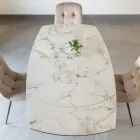 Masa de sufragerie extensibila din ceramica si baza metalica - Indira Viadurini