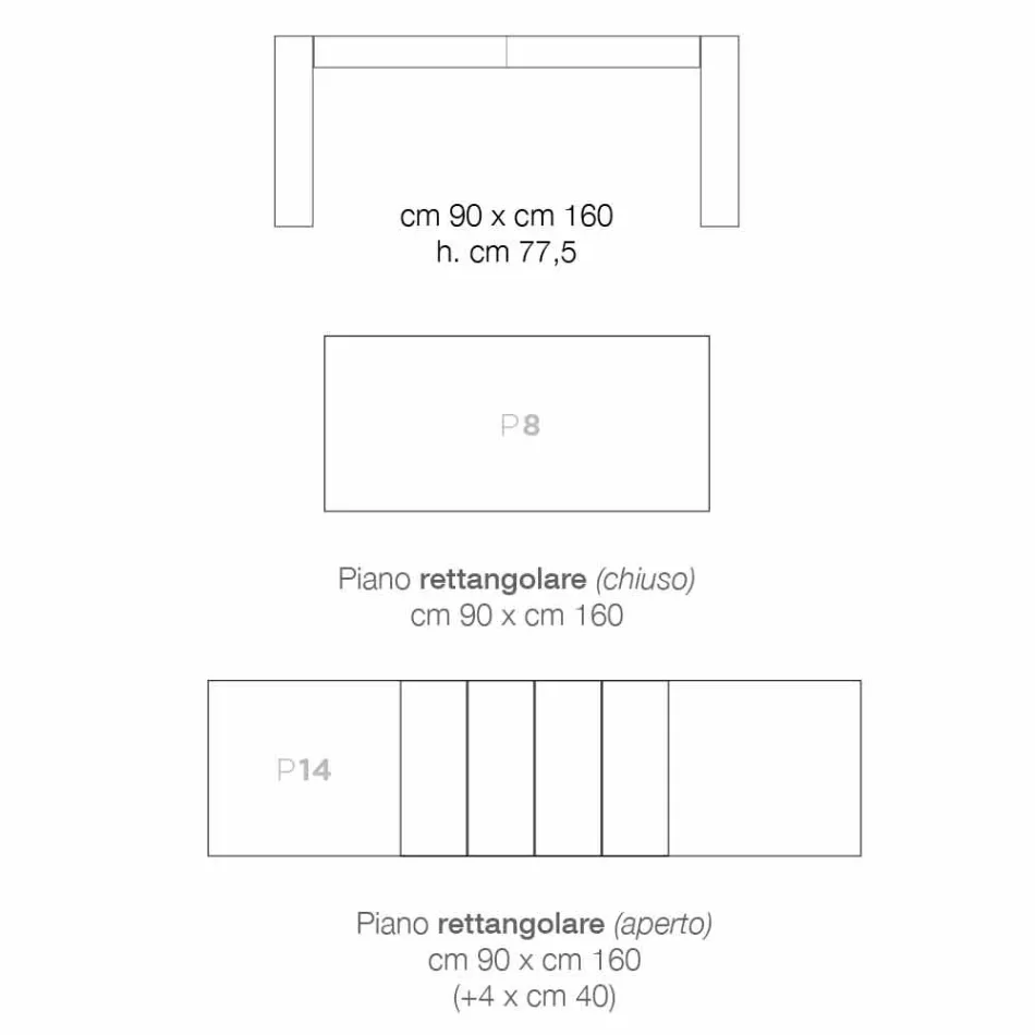 Masa extensibila din lemn melaminat din Italia, Oky Viadurini