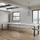 Masa de sufragerie extensibila din lemn melaminat si fier Made in Italy - Badesi Viadurini