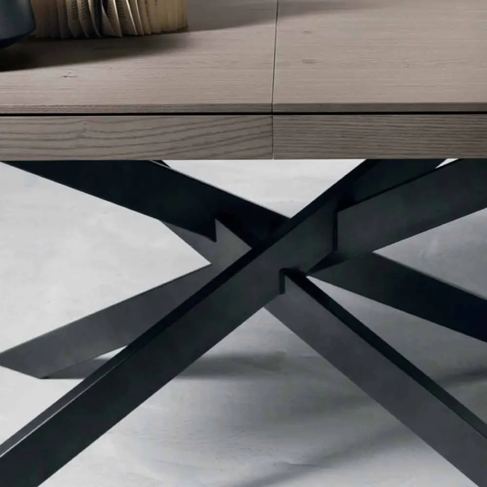 Masa extensibila din lemn de stejar L315cm realizata in Italia Oncino Viadurini