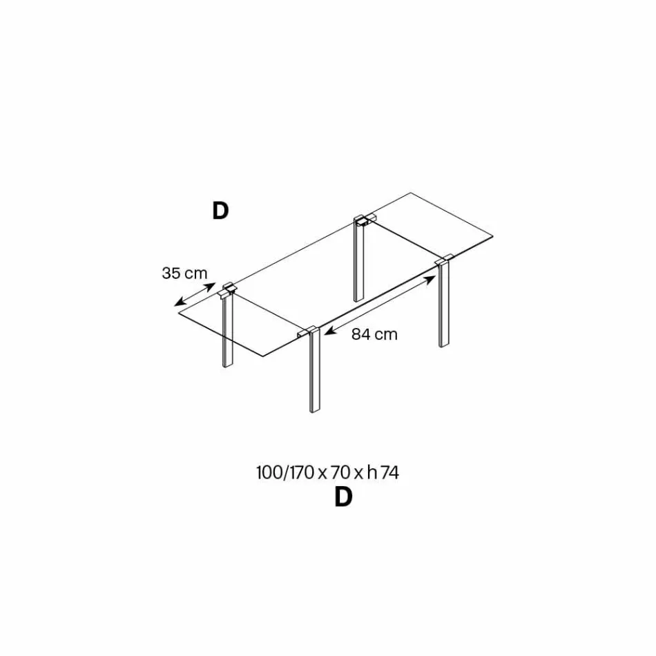 Masă extensibilă de masă din sticlă și metal extralight fabricată în Italia - Sopot Viadurini