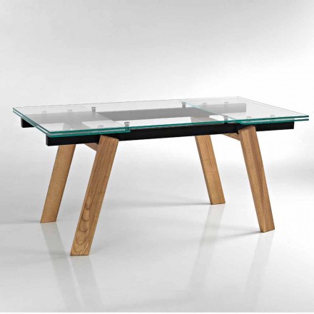 Masă de sufragerie modernă din sticlă realizată din Italia, Azad Viadurini