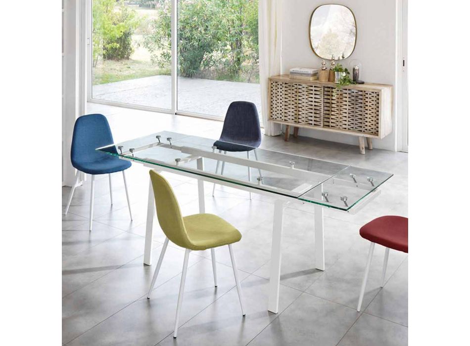 masă de contemporan de masă din sticla extensibil, W140 / D80 cm 200x, Nardo Viadurini