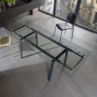 masă de contemporan de masă din sticla extensibil, W140 / D80 cm 200x, Nardo Viadurini