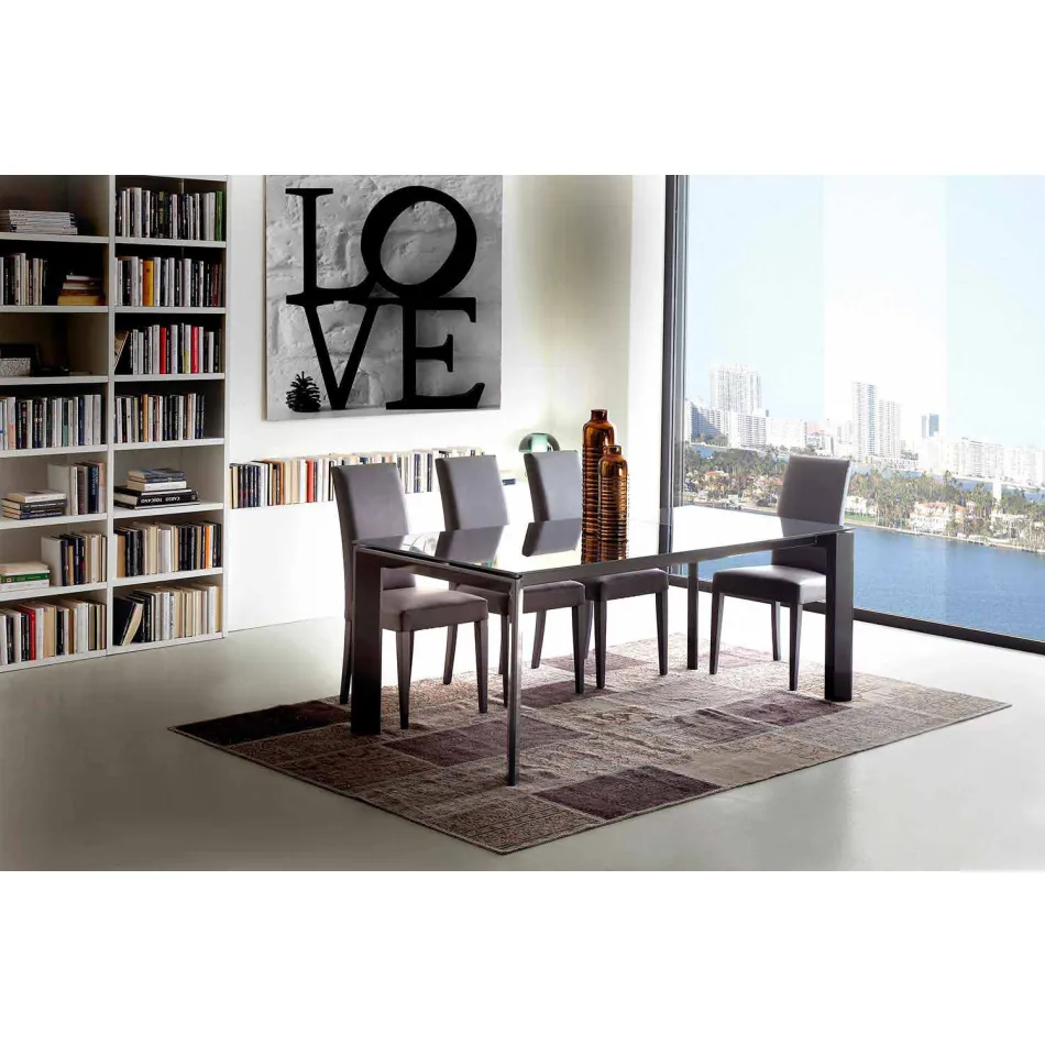 Masă extensibilă, blat din sticlă temperată - Faleria Viadurini