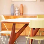 Masă de luat masa artizanală din Hpl și mahon solid Made in Italy - Stejar Viadurini