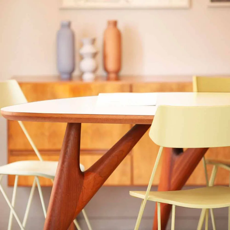 Masă de luat masa artizanală din Hpl și mahon solid Made in Italy - Stejar Viadurini