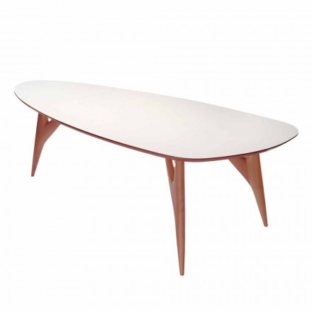 Masă de luat masa artizanală din Hpl și mahon solid Made in Italy - Stejar Viadurini
