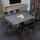 Masă de sufragerie care se extinde și se lărgește din melamină și metal - Devendra Viadurini