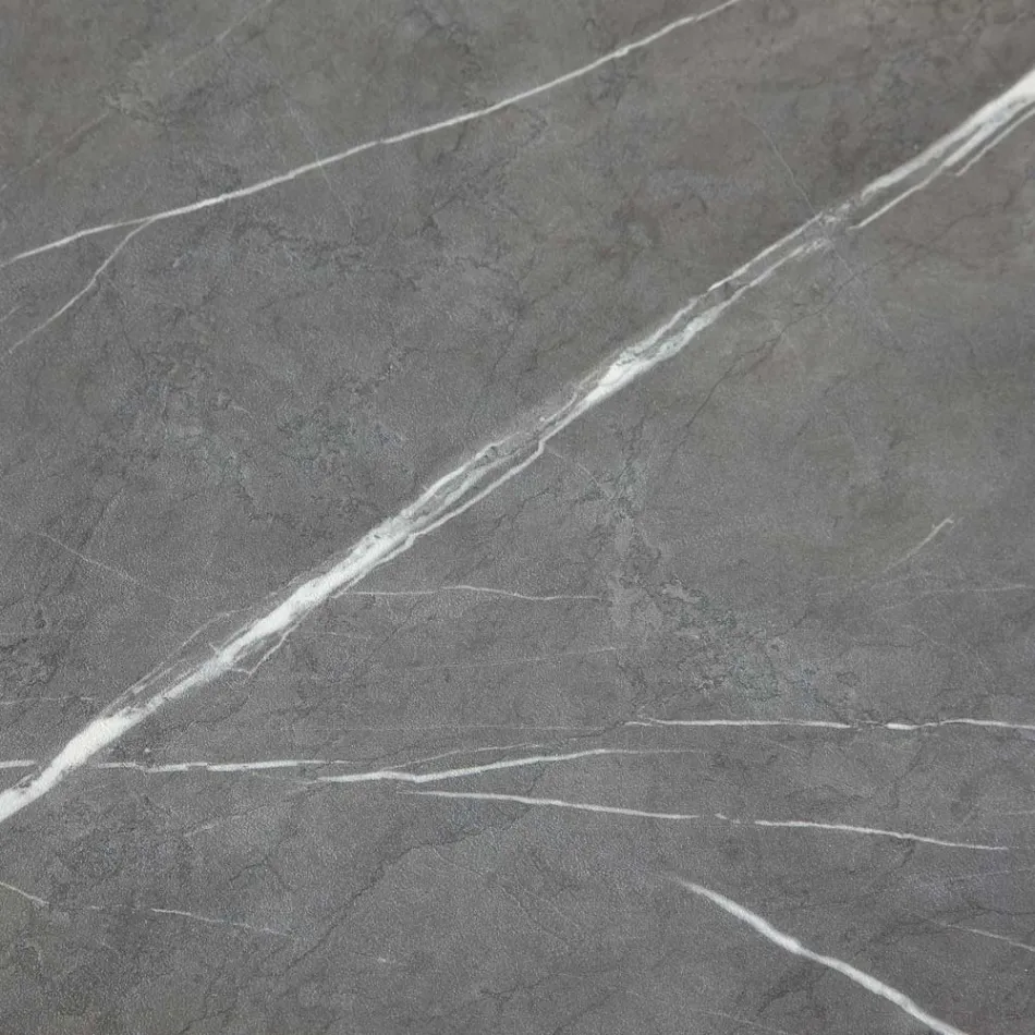 Masă de sufragerie care se extinde și se lărgește din melamină și metal - Devendra Viadurini