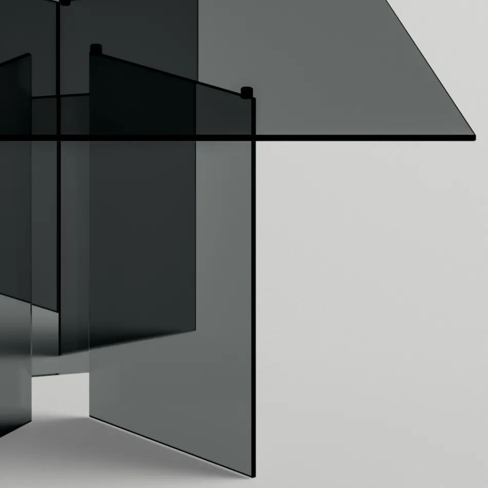 Masa de sufragerie cu baza si blat dreptunghiular din sticla Made in Italy - Thommy Viadurini
