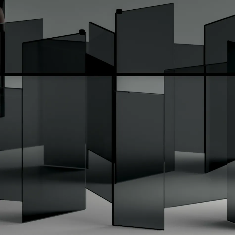 Masa de sufragerie cu baza si blat dreptunghiular din sticla Made in Italy - Thommy Viadurini