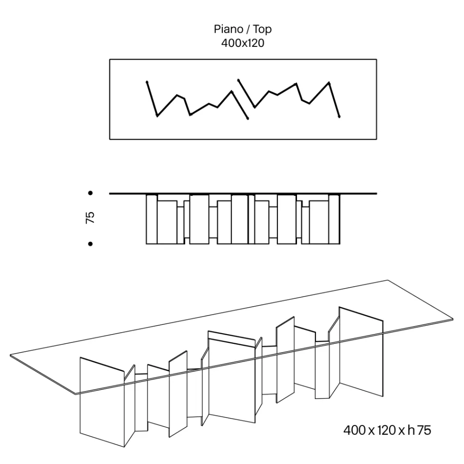 Masa de sufragerie cu baza si blat dreptunghiular din sticla Made in Italy - Thommy Viadurini