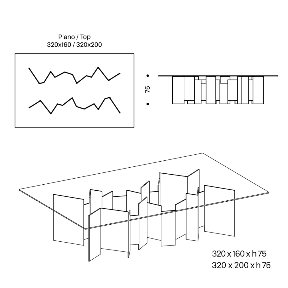 Masa de sufragerie cu baza si blat dreptunghiular din sticla Made in Italy - Thommy Viadurini