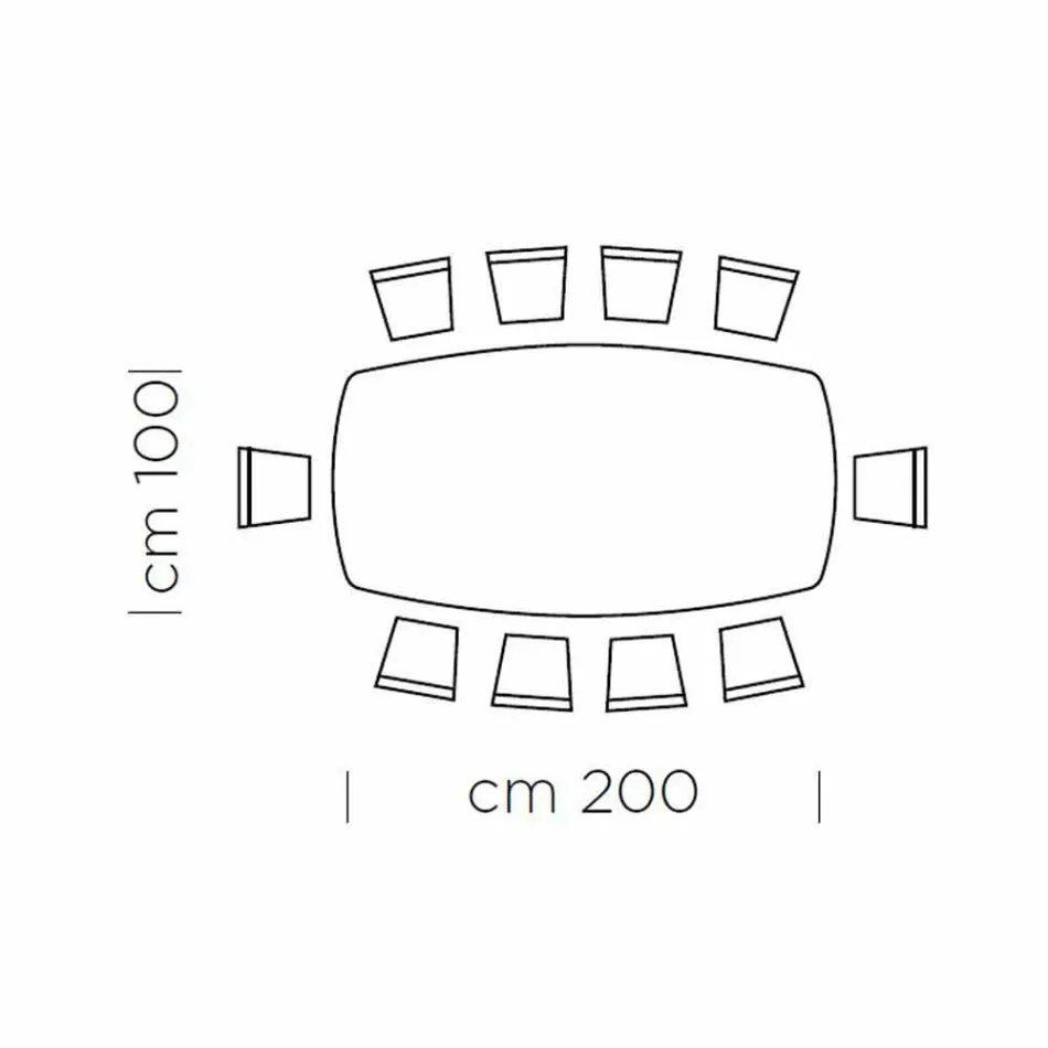Masa de sufragerie cu blat in forma de butoi din laminat HPL Made in Italy - Settimmio Viadurini