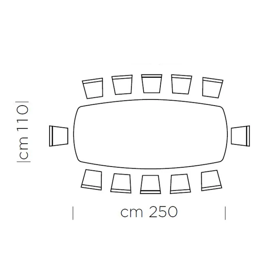 Masa de sufragerie cu blat in forma de butoi din laminat HPL Made in Italy - Settimmio Viadurini