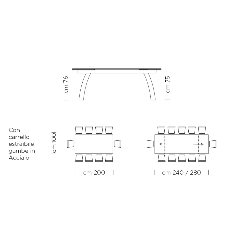 Masa de sufragerie cu blat extensibil din sticla Made in Italy - Antimo Viadurini