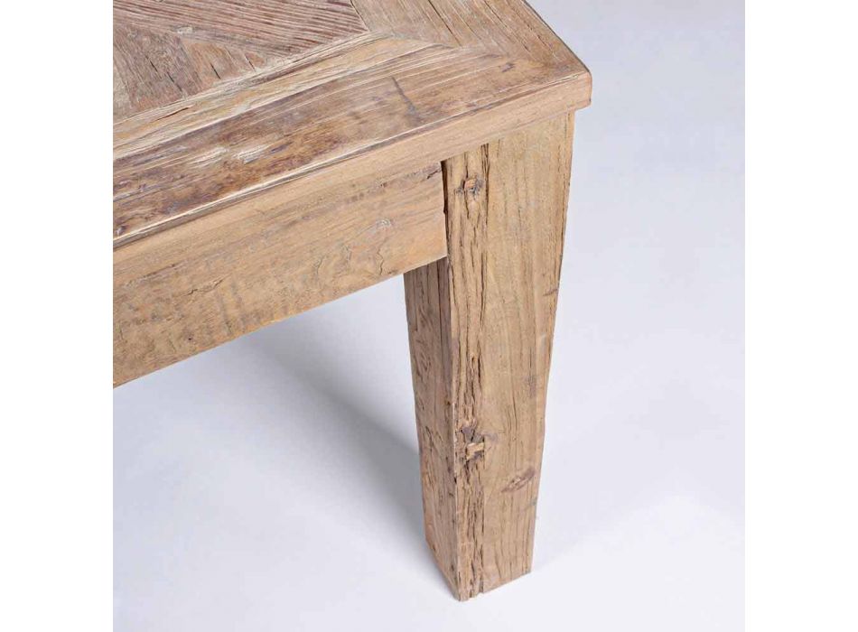 Masă de luat masa Homemotion cu blat și picioare din lemn de ulm - Ulm Viadurini