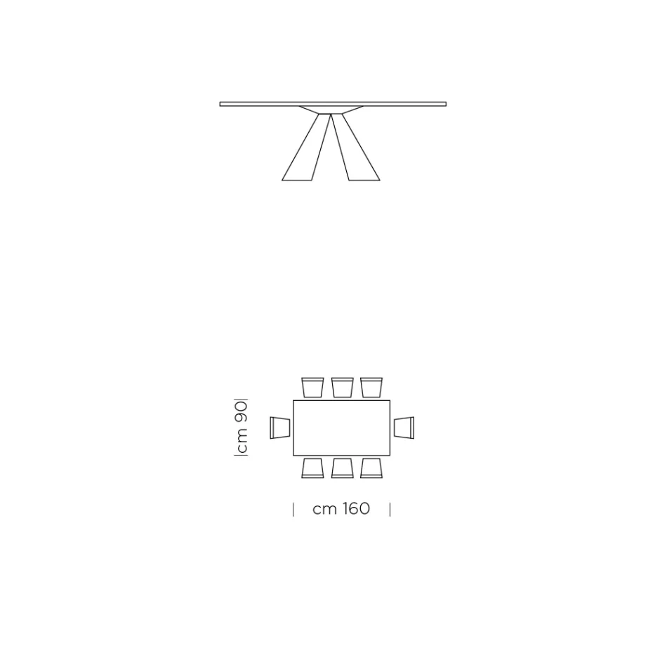 Masa de sufragerie cu blat Fenix si baza din otel Made in Italy - dalmata Viadurini