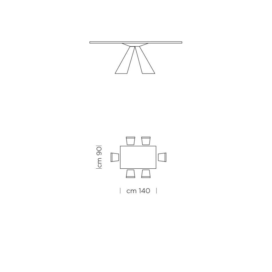 Masa de sufragerie cu blat Fenix si baza din otel Made in Italy - dalmata Viadurini