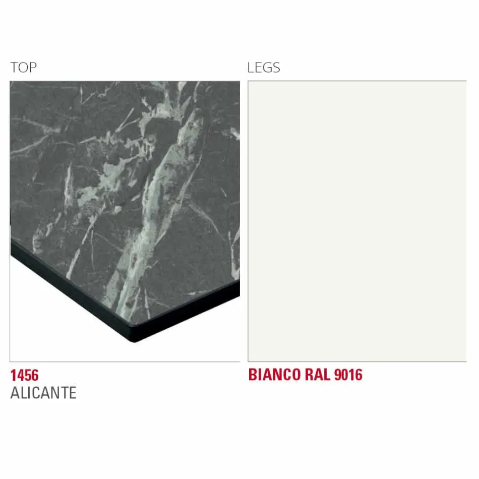 Masă de mese cu blat Hpl și bază metalică Made in Italy - Aresto Viadurini