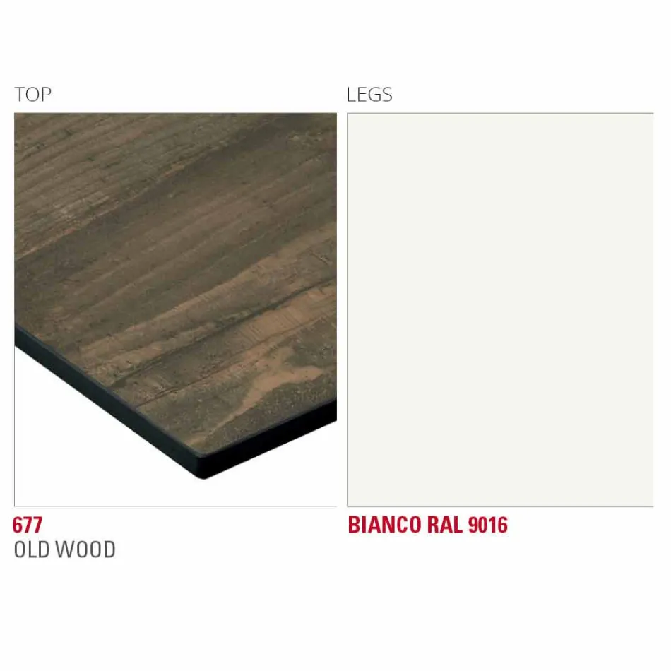 Masă de mese cu blat Hpl și bază metalică Made in Italy - Aresto Viadurini