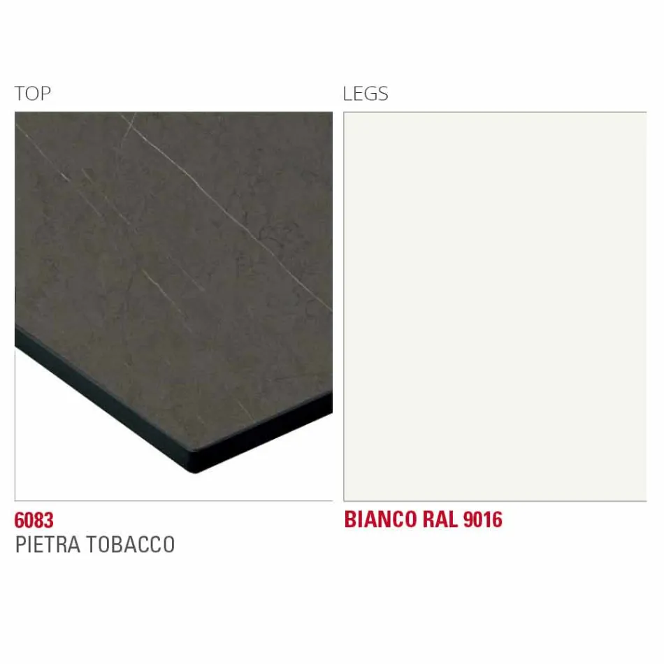 Masă de mese cu blat Hpl și bază metalică Made in Italy - Aresto Viadurini