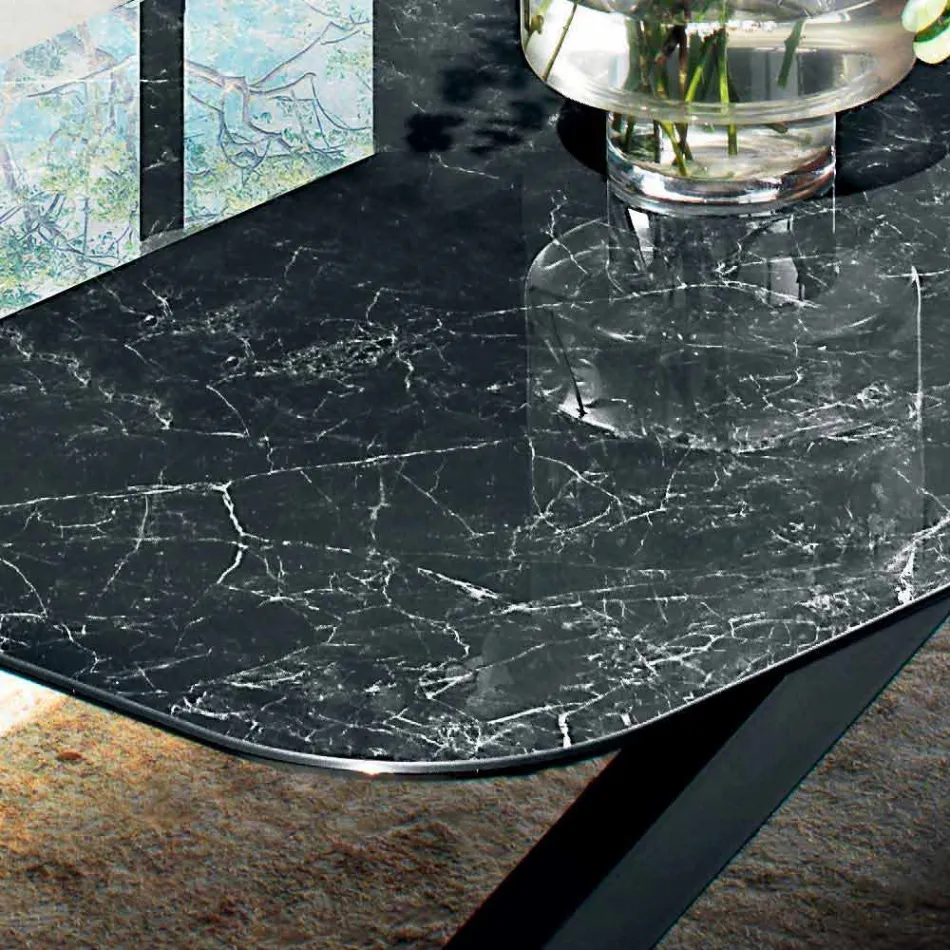 Masa de sufragerie cu blat din Hypermarble Fine Made in Italy - Settimmio Viadurini