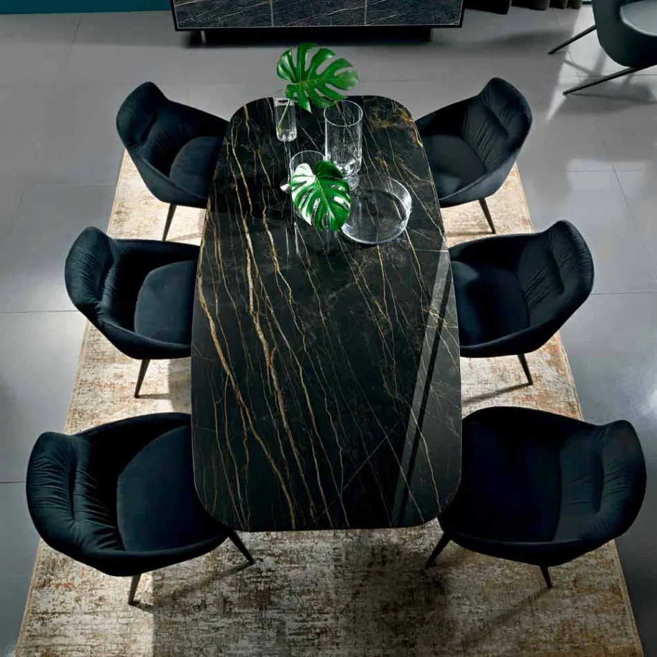 Masa de sufragerie cu blat din Hypermarble Fine Made in Italy - Settimmio Viadurini