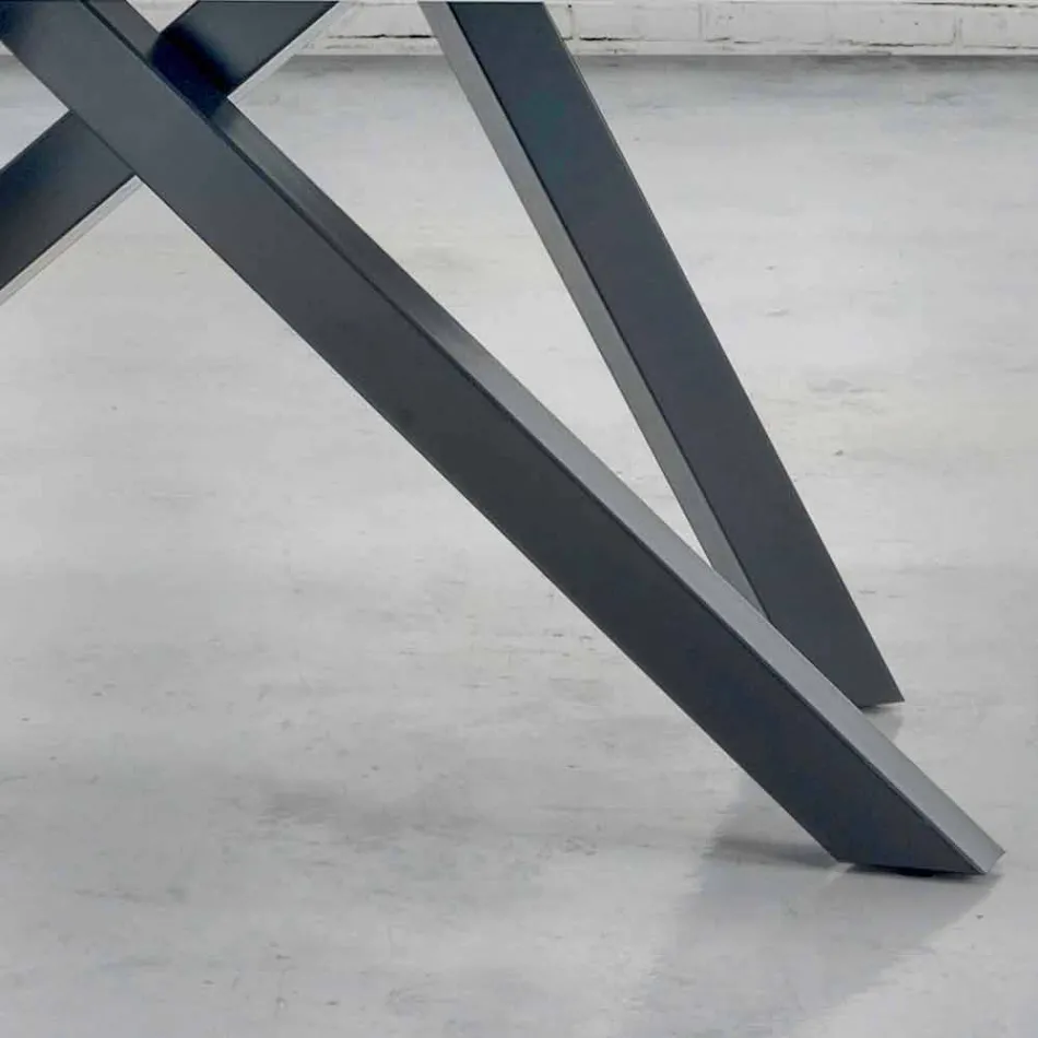 Masa de sufragerie cu blat din lemn furniruit Made in Italy - Settimmio Viadurini