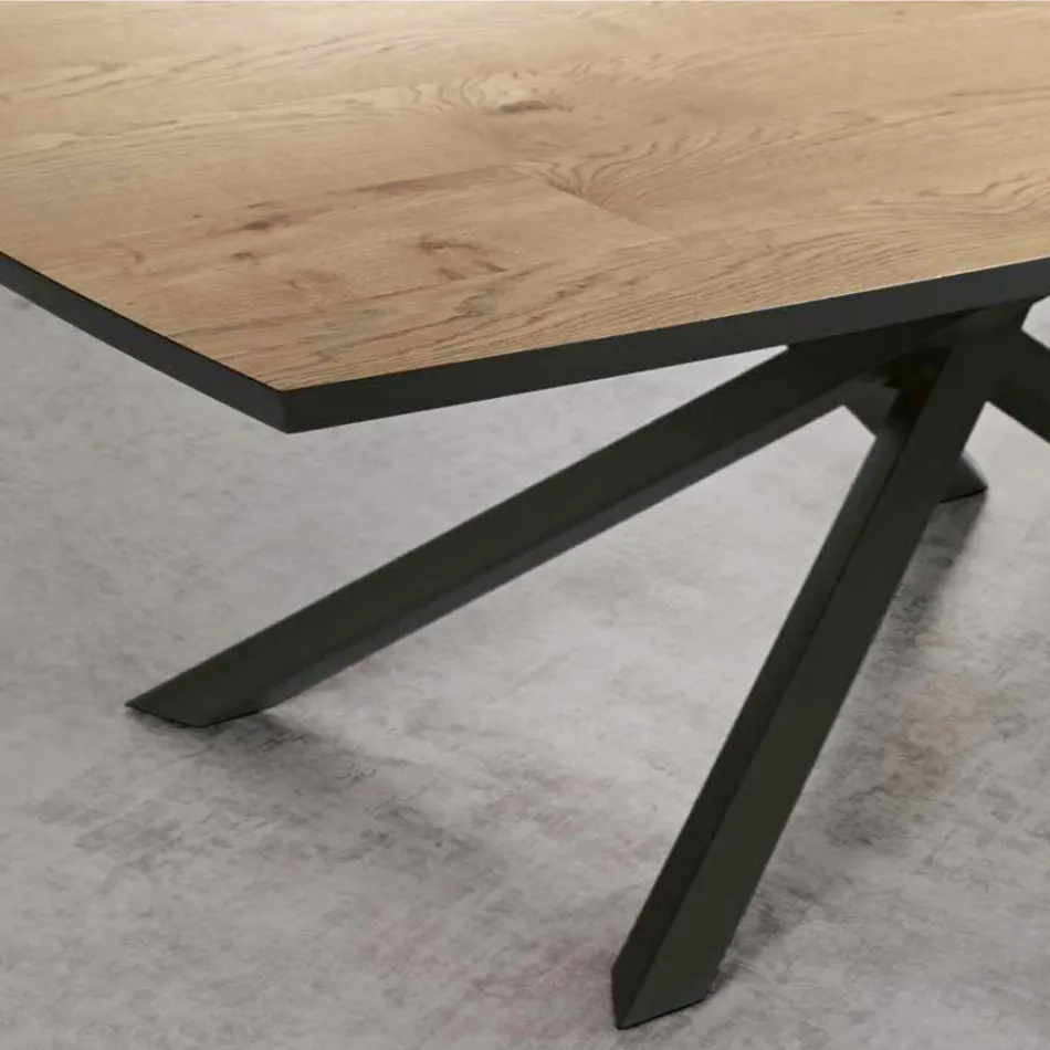 Masa de sufragerie cu blat din furnir de stejar Made in Italy - Antonino Viadurini