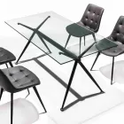 Masă de luat masa cu blat transparent din sticlă călită - Thor Viadurini