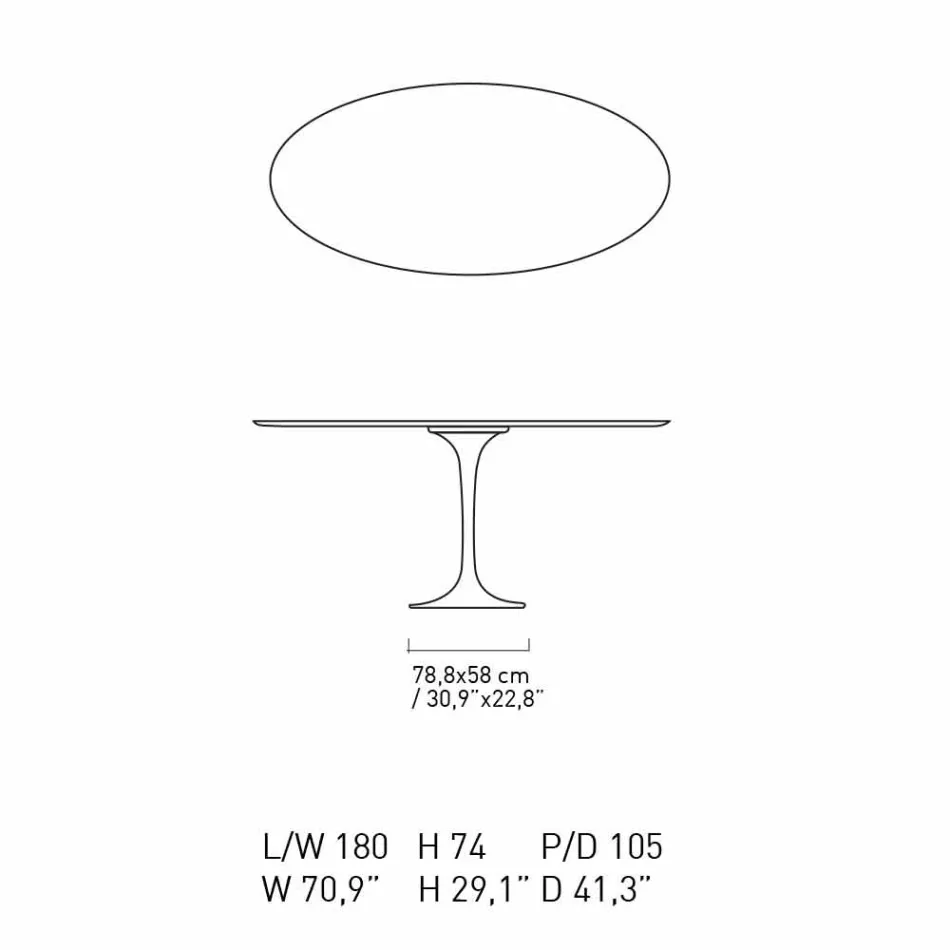 Masă de luat masa cu blat oval din marmură Made in Italy - Superb Viadurini