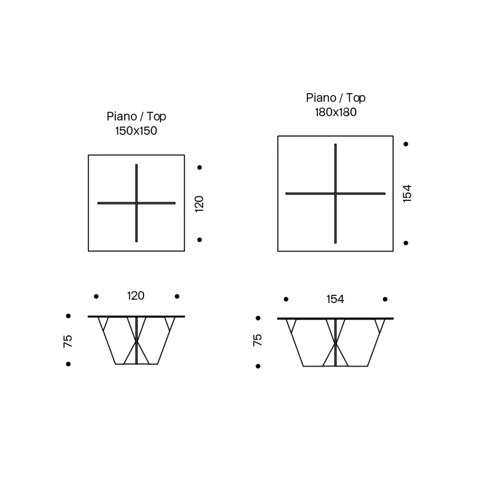 Masa de sufragerie cu blat patrat si baza din sticla Made in Italy - Tiseo Viadurini