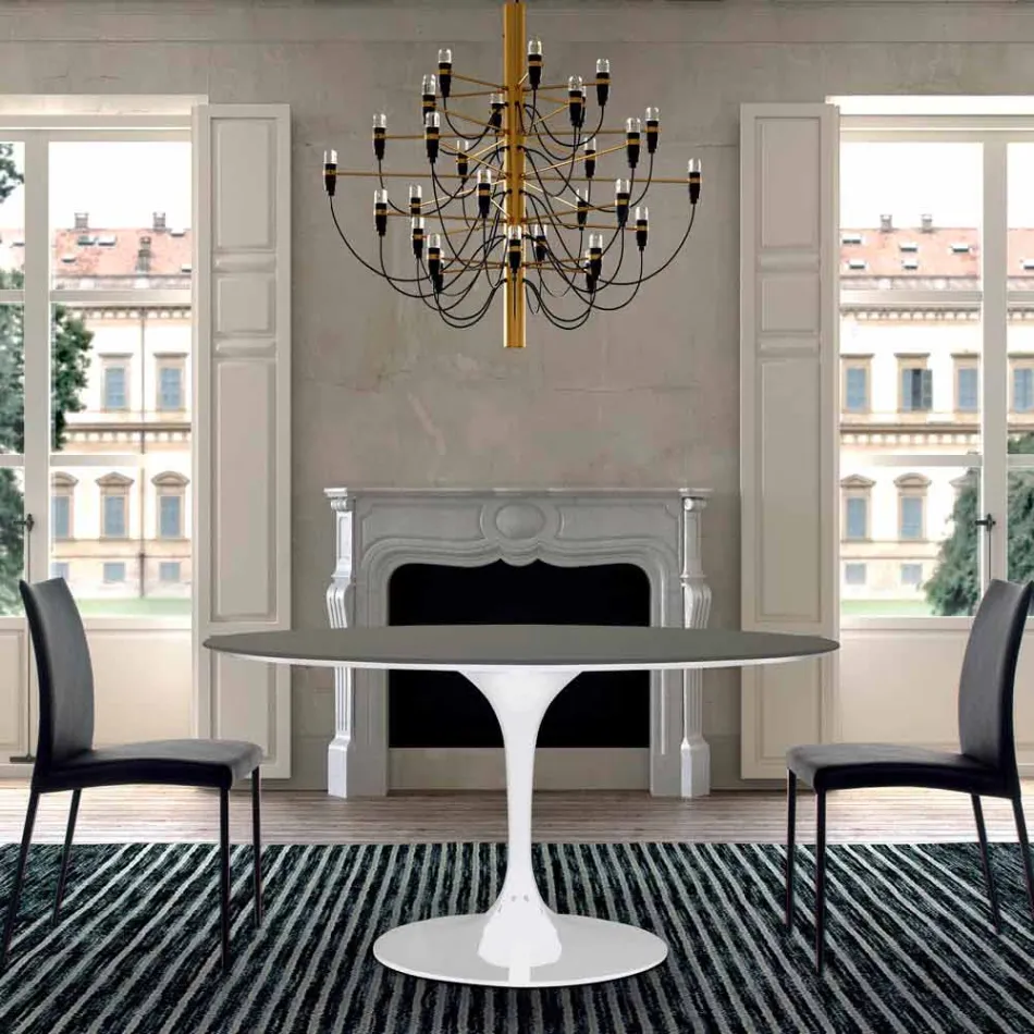 Masa de sufragerie cu blat rotund din Fenix de inalta calitate Made in Italy - Dolari Viadurini