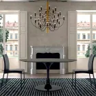 Masa de sufragerie cu blat rotund din Fenix de inalta calitate Made in Italy - Dolari Viadurini