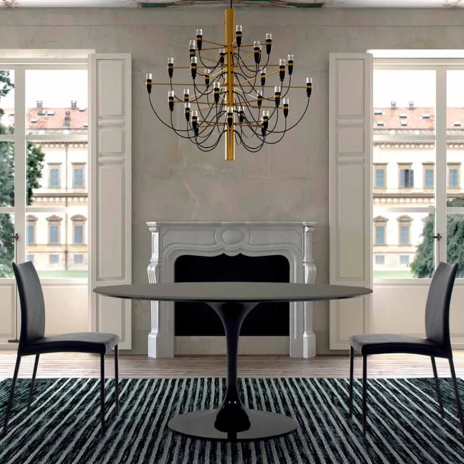 Masa de sufragerie cu blat rotund din Fenix de inalta calitate Made in Italy - Dolari Viadurini