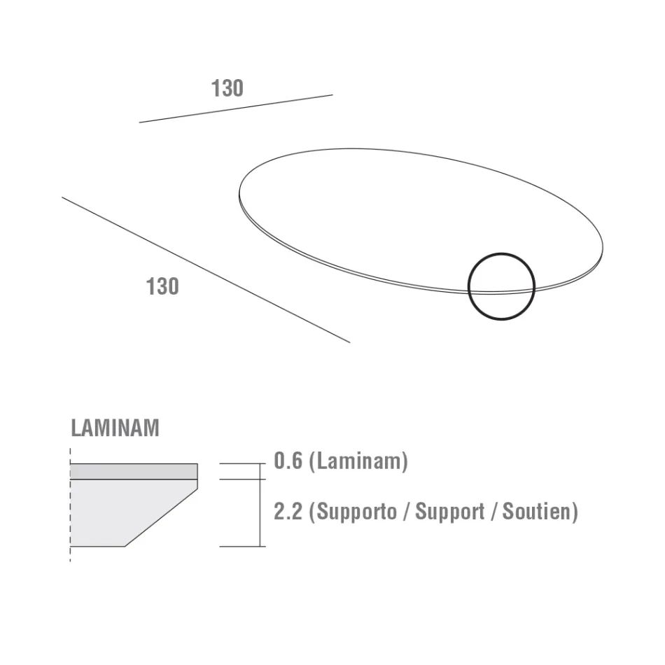 Masa de sufragerie cu blat rotund din Laminam Made in Italy - Lingotto Viadurini