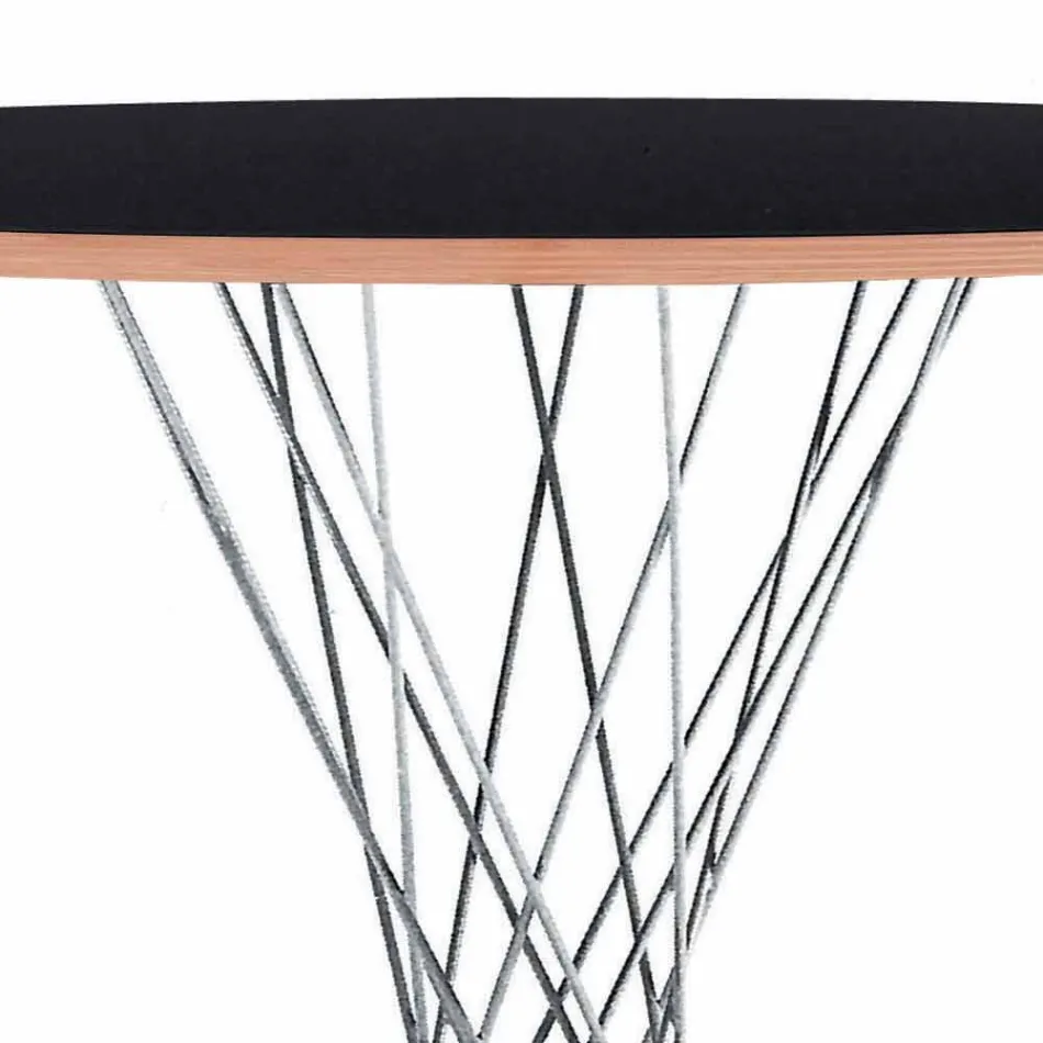 Masă de luat masa cu blat rotund din laminat negru Fabricat în Italia - Plaza Viadurini