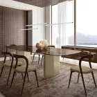 Masă de sufragerie Opalia 320 cm din sticlă și metal, fabricată în Italia Viadurini