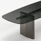 Masă de sufragerie Opalia 320 cm din sticlă și metal, fabricată în Italia Viadurini