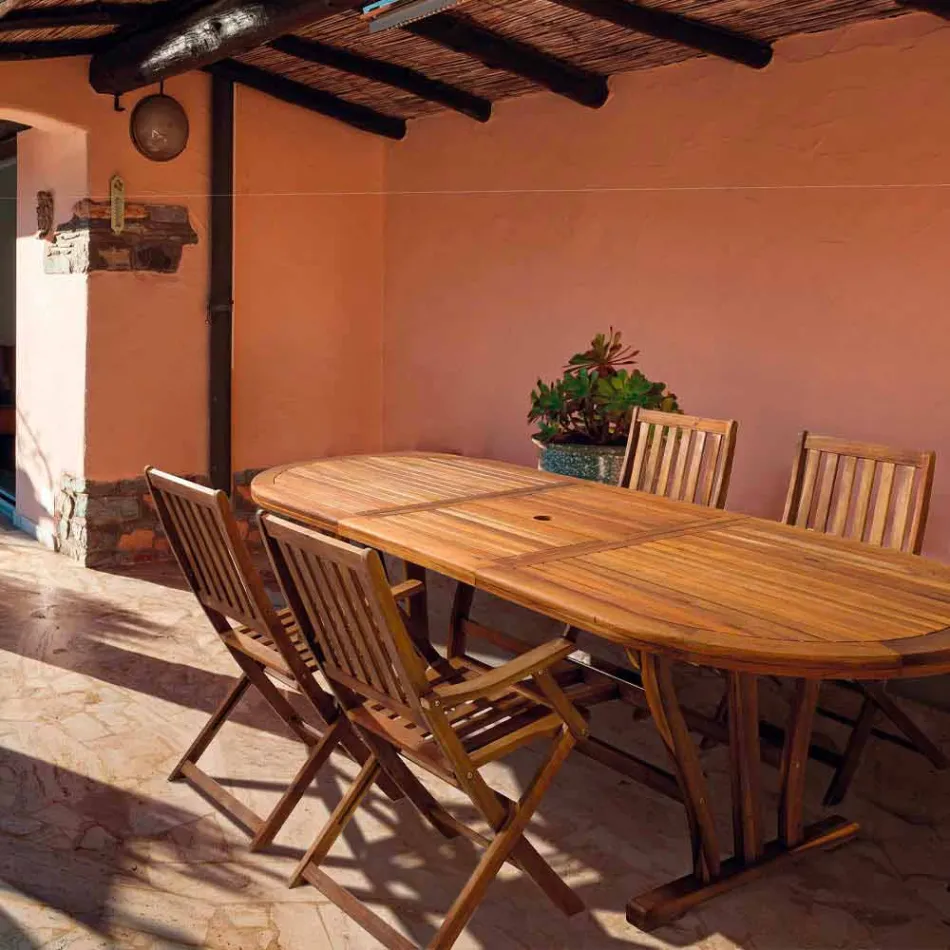 Masă extensibilă de luat masa în aer liber Până la 240 cm în lemn - Kaley Viadurini