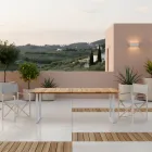 Masă de exterior cu blat din lemn de tec natural periat - Mistral Viadurini