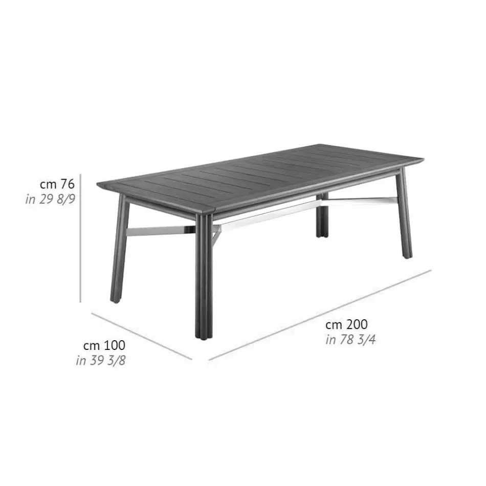 Masă de luat masa de grădină din lemn natural sau negru, lux italian - Suzana Viadurini