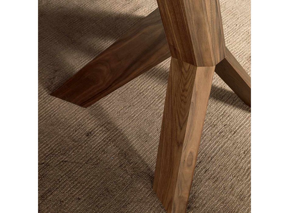 Masa de sufragerie pentru sufragerie Blat din sticla si picioare din lemn - Botanic Viadurini