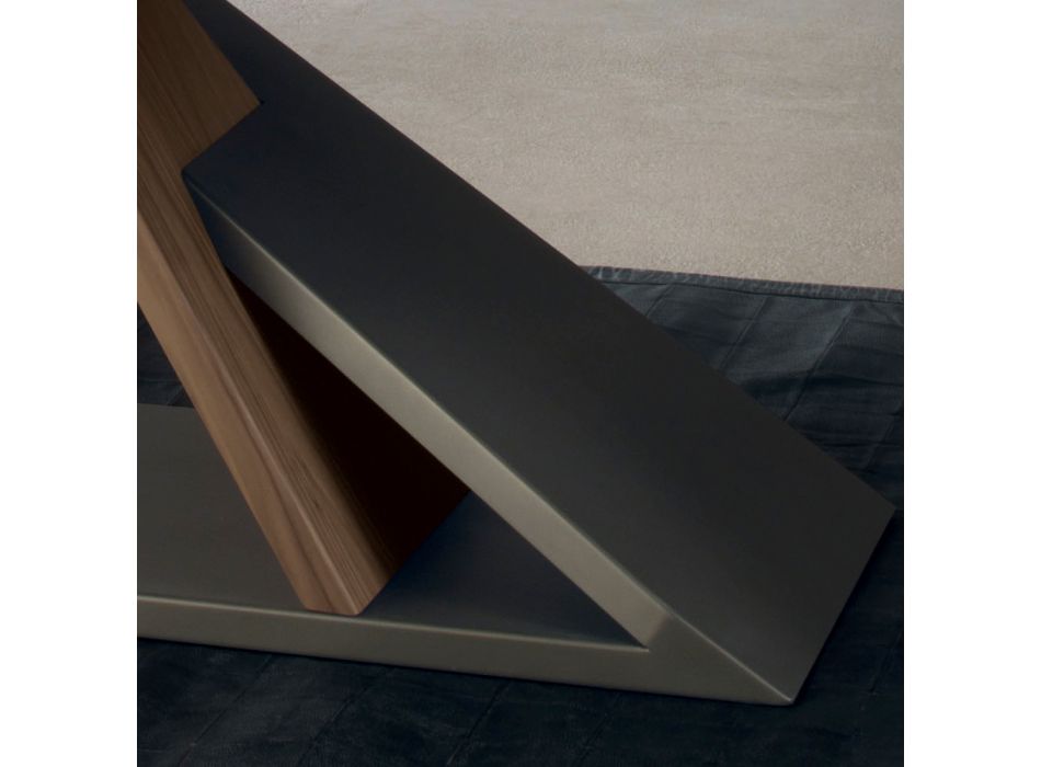 Masa de sufragerie de design cu blat metalic din nuc Canaletto - Lemn Zorato Viadurini