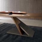 Masa de sufragerie de design cu blat metalic din nuc Canaletto - Lemn Zorato Viadurini