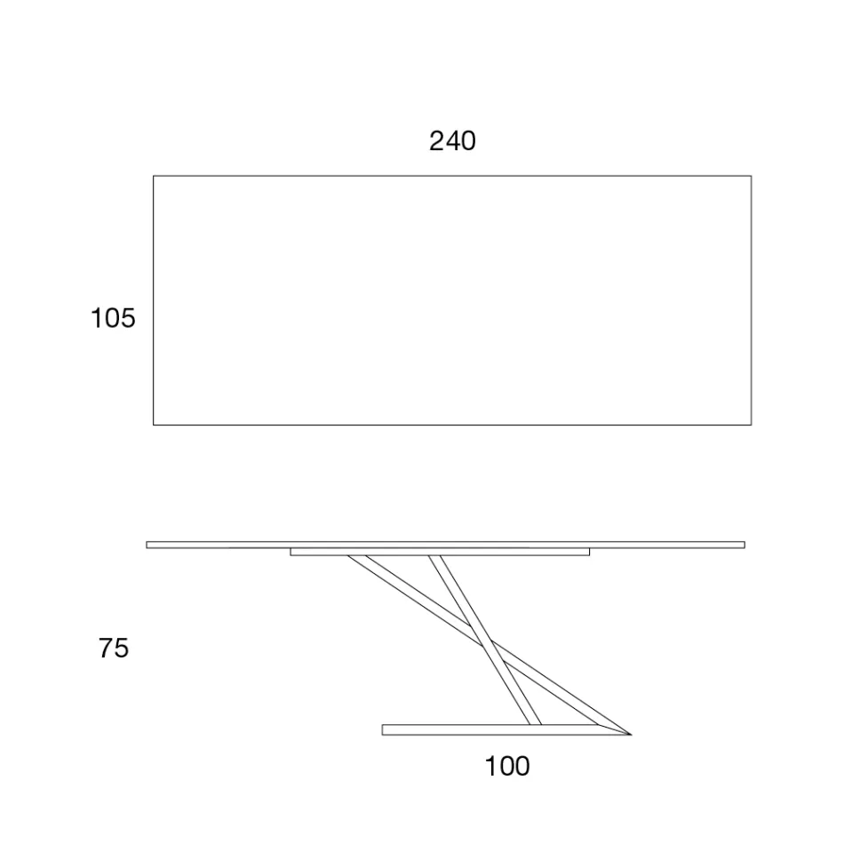 Masa de sufragerie de design cu blat metalic din nuc Canaletto - Lemn Zorato Viadurini