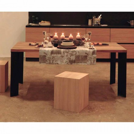 Design masa de masă în design natural de nuc, L200xP100cm, Yvonne Viadurini